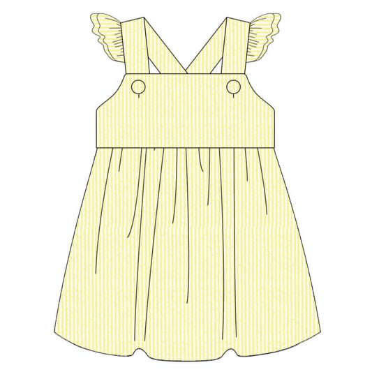 Yellow seersucker dress 100% cotton for babies and children